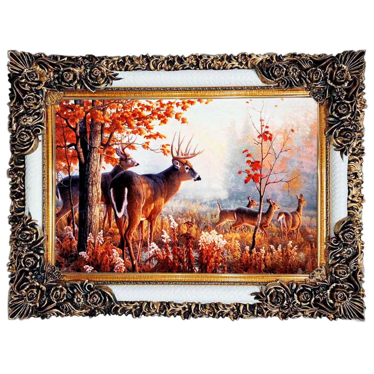 تابلو فرش چاپی طرح گوزن کد 14066 سایز 100×50 سانتی متری