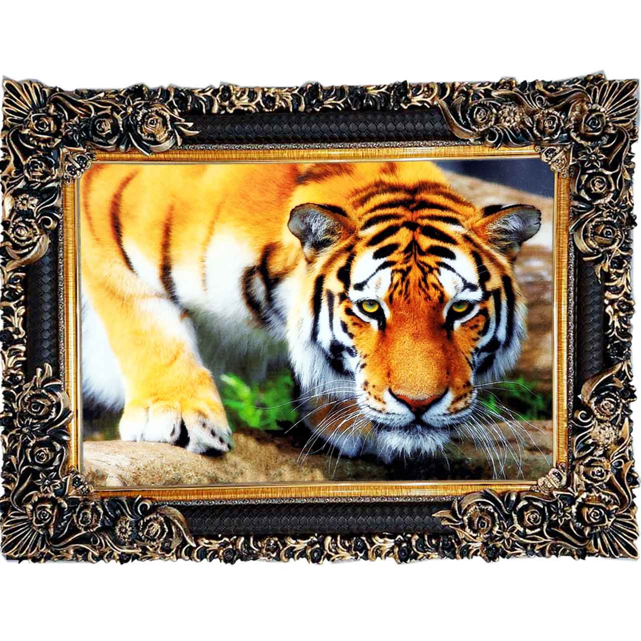 تابلو فرش چاپی طرح ببر کد 14049 سایز 100×70 سانتی متری