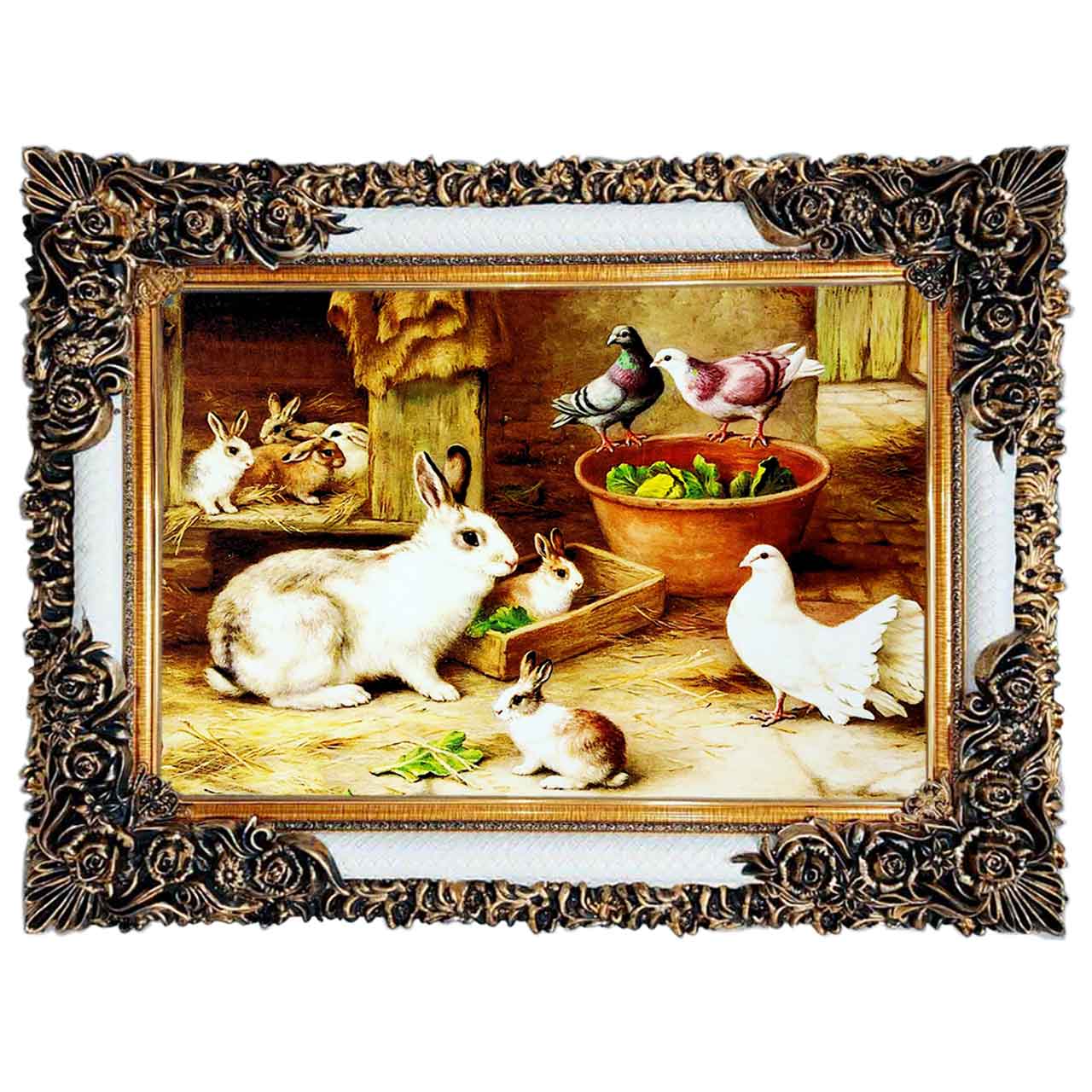 تابلو فرش چاپی طرح خرگوش کد 14068 سایز 100×50 سانتی متری