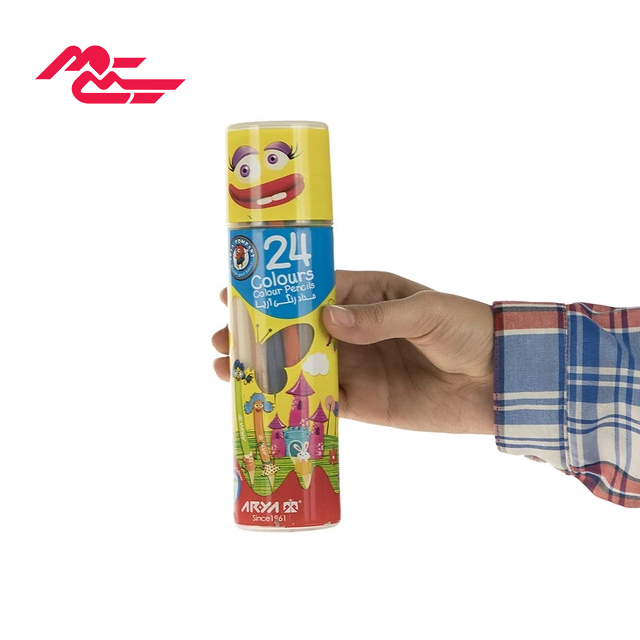 مداد رنگی آریا کد 3052 مدل استوانه ای 24 عددی