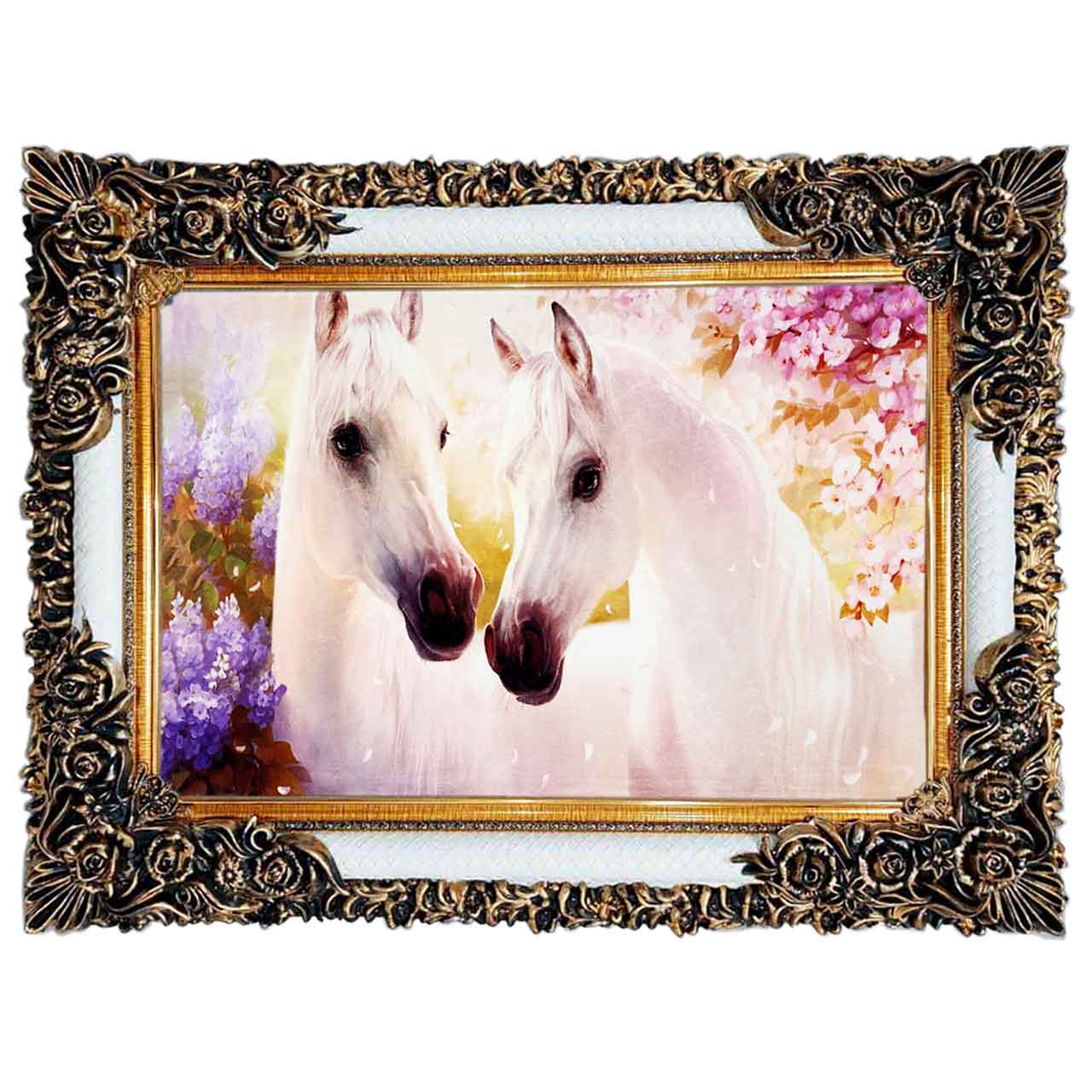 تابلو فرش چاپی طرح اسب کد 14046 سایز 100×50 سانتی متری