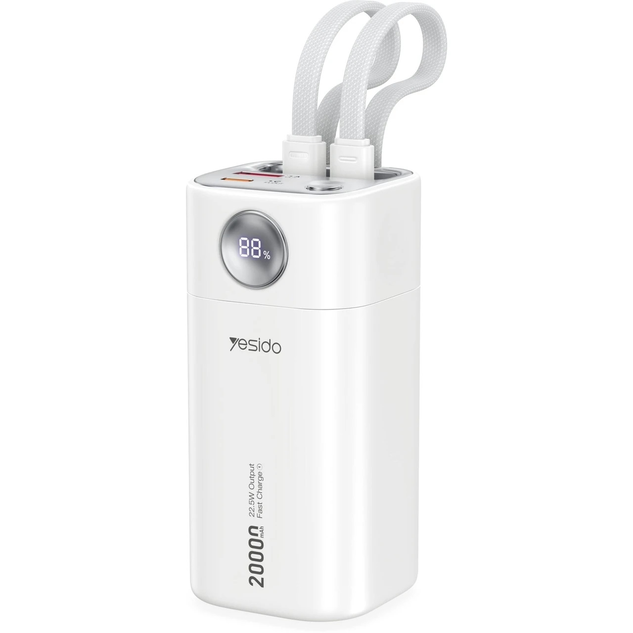پاوربانک فست شارژ Yesido 20000mAh مدل YP86 22.5W - سفید (گارانتی 18 ماه تعویض نیکان همراه)