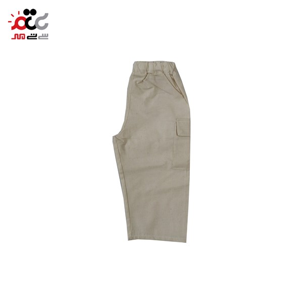 ست تیشرت و شلوار پارچه ای بچگانه  کرم طرح لاله سایز 45