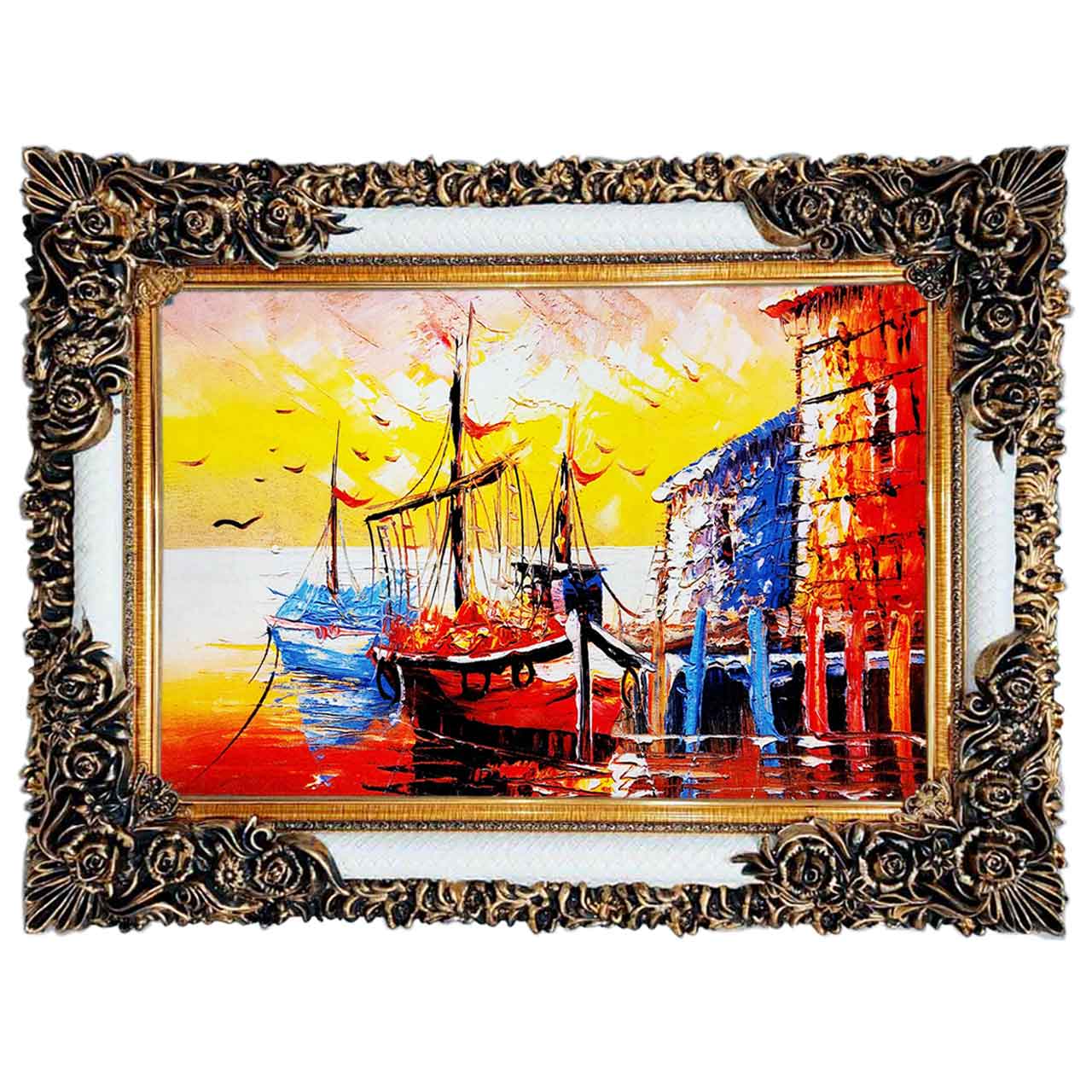 تابلو فرش چاپی طرح اسکله کد 10241 سایز 100×50 سانتی متری