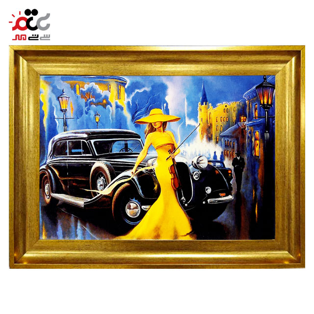 تابلو فرش چاپی طرح نوازنده کد 13309 سایز 100×70 سانتی متری