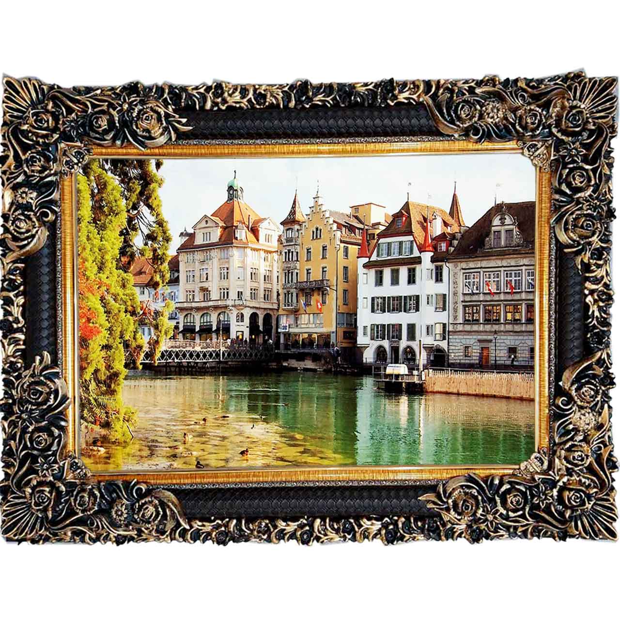 تابلو فرش چاپی طرح دریاچه کد 10043 سایز 100×70 سانتی متری