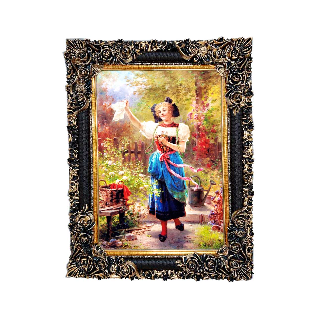 تابلو فرش چاپی طرح دختر کد 11300 سایز 50×35 سانتی متری