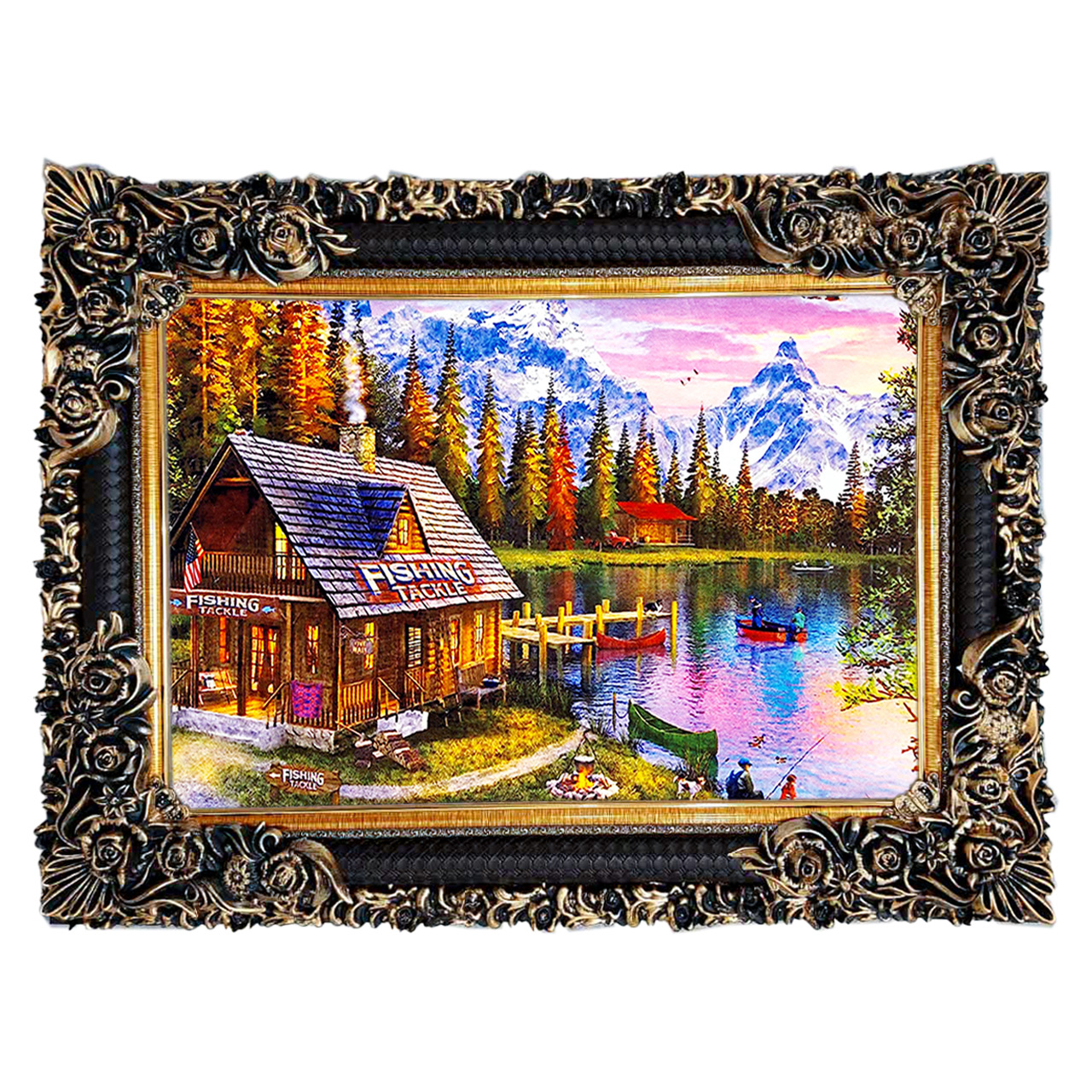 تابلو فرش چاپی طرح کلبه کد 10161 سایز 70×50 سانتی متری