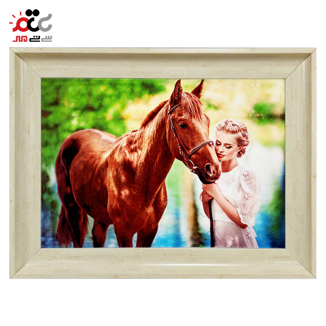 تابلو فرش چاپی طرح اسب کد 13303 سایز 60×40 سانتی متری