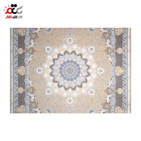 فرش ماشینی طرح بژ حاشیه سیلور کد 1439