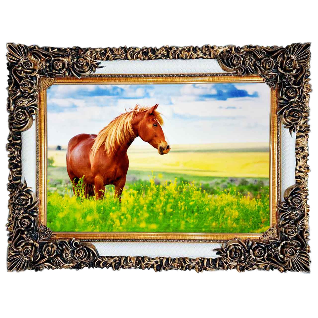تابلو فرش چاپی طرح اسب کد 14013 سایز 100×50 سانتی متری