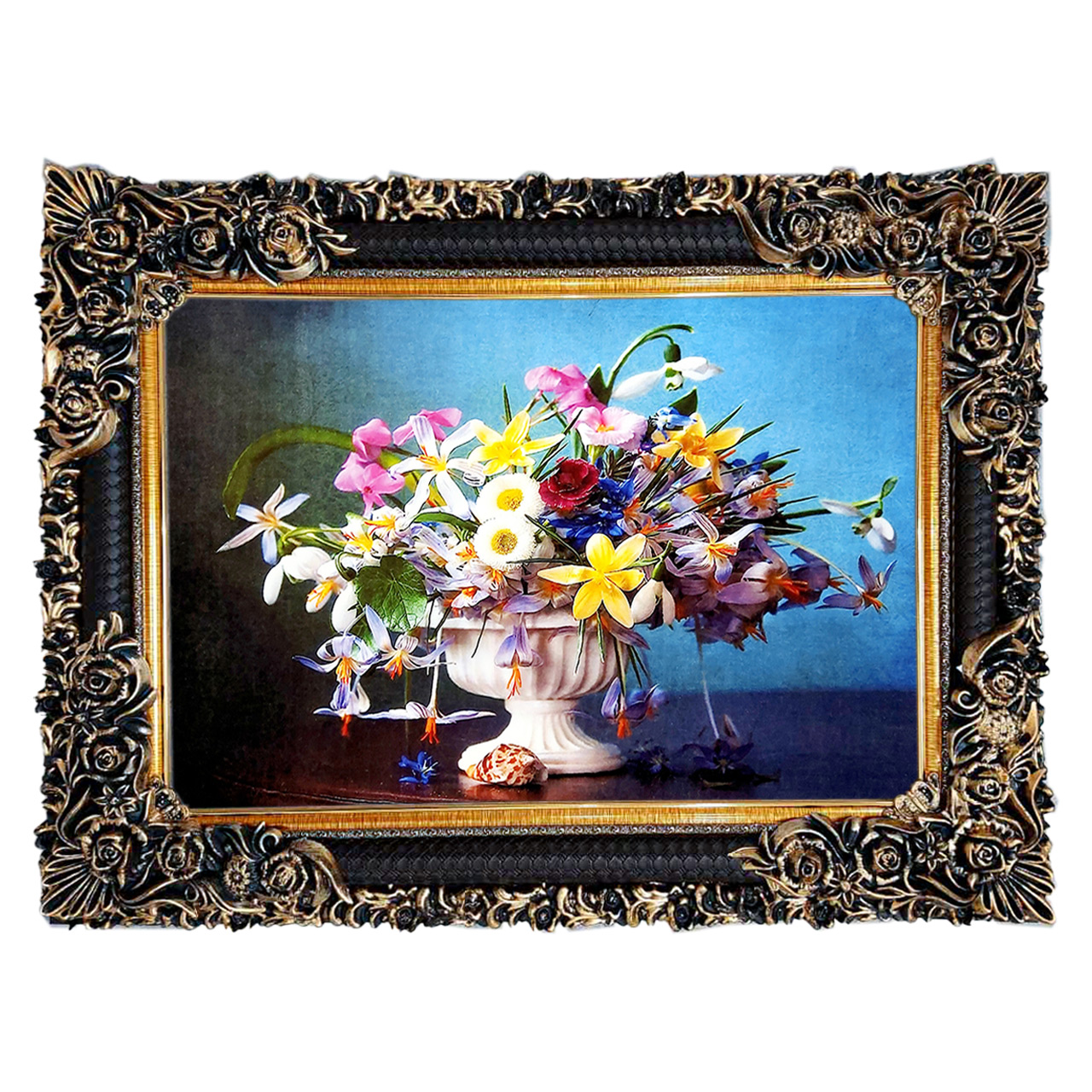 تابلو فرش چاپی طرح گل کد 12010 سایز 70×50 سانتی متری