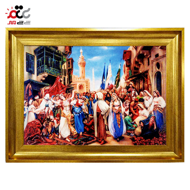 تابلو فرش چاپی طرح روستا کد 13319 سایز 50×35 سانتی متری