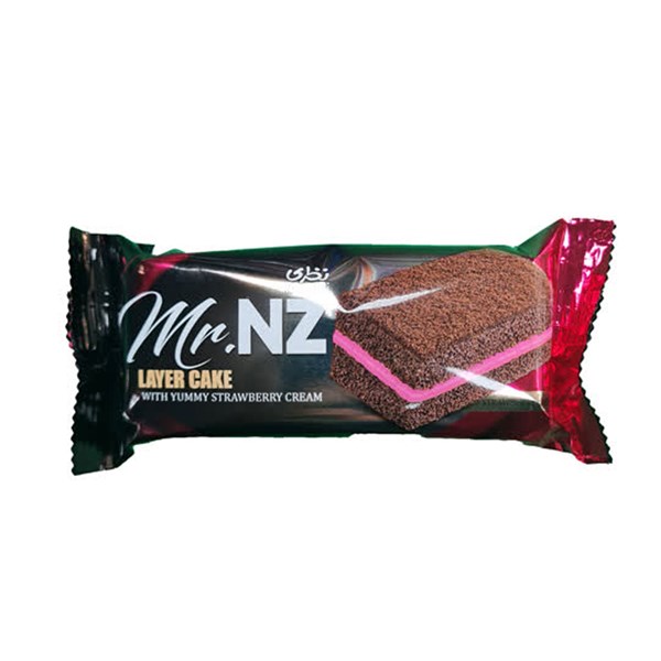 کیک اسفنجی کاکائویی با لایه توت فرنگی مستر ان زد نظری 50 گرم