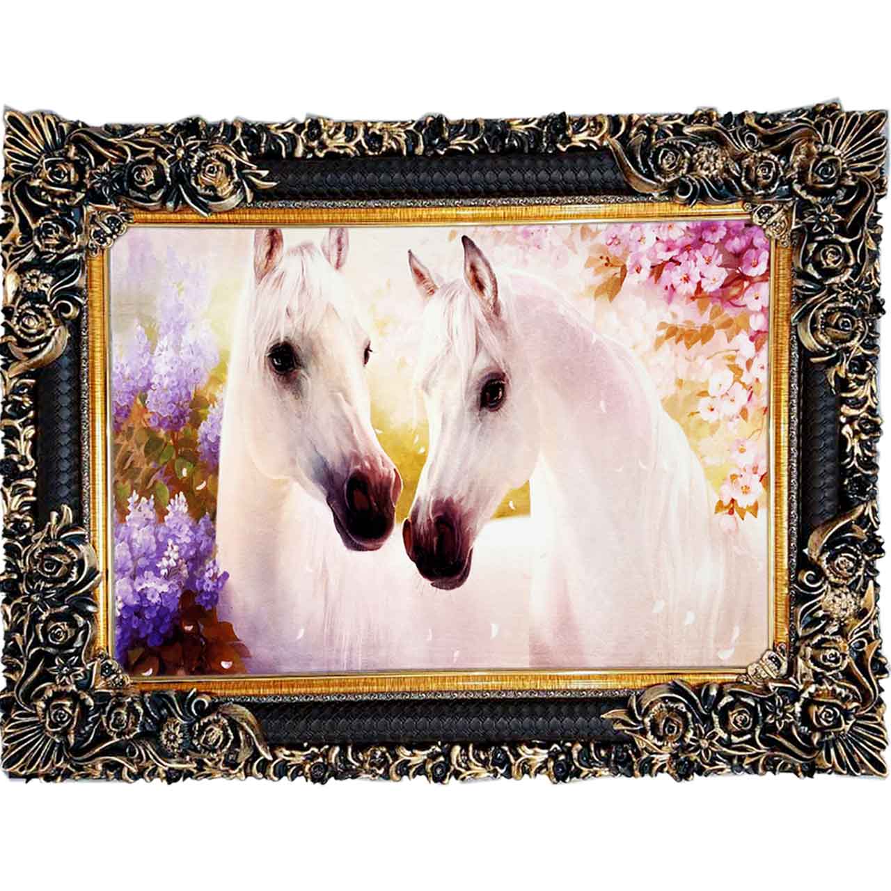 تابلو فرش چاپی طرح اسب کد 14046 سایز 100×70 سانتی متری