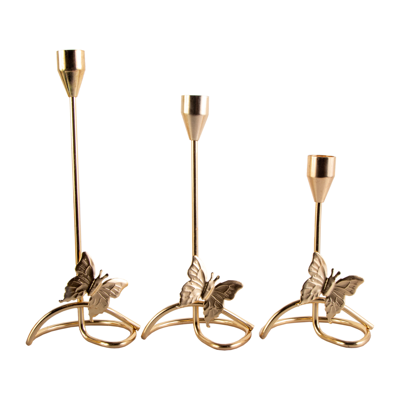 جا شمعی فلزی طرح پروانه مجموعه 3 عددی