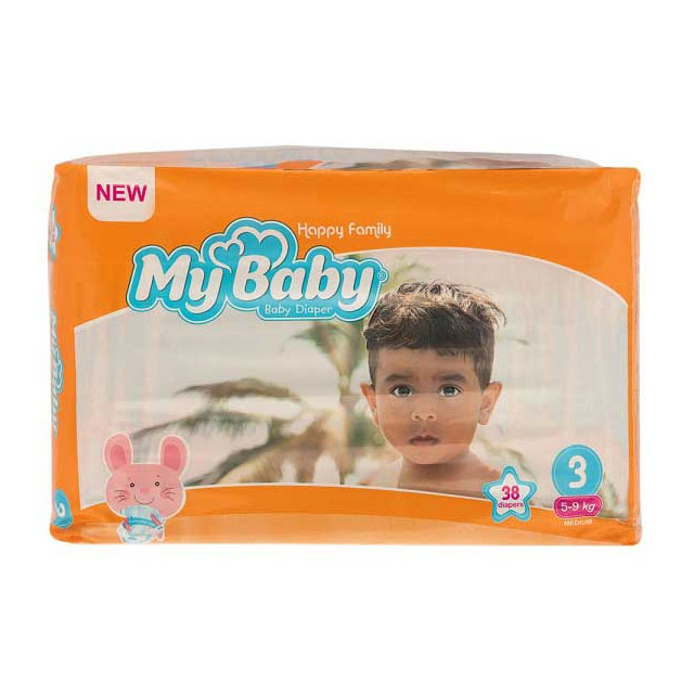 پوشک مای بیبی نارنجی سایز 3 تعداد 38 عددی