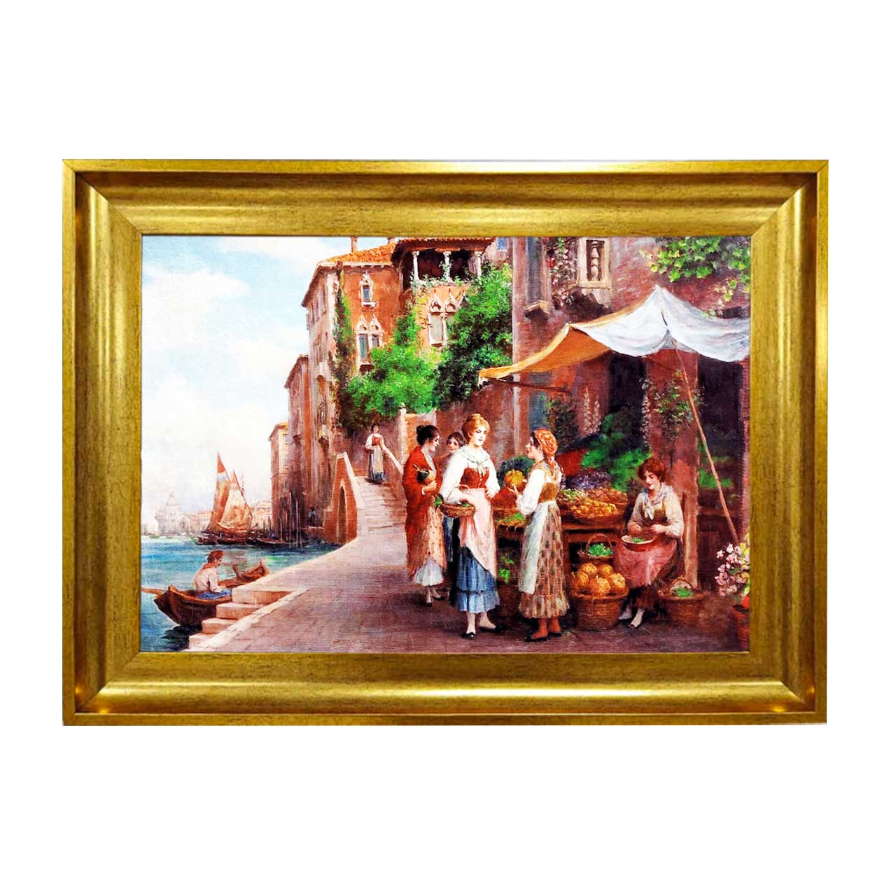 تابلو فرش چاپی طرح دهکده کد 11068 سایز 50×50 سانتی متری