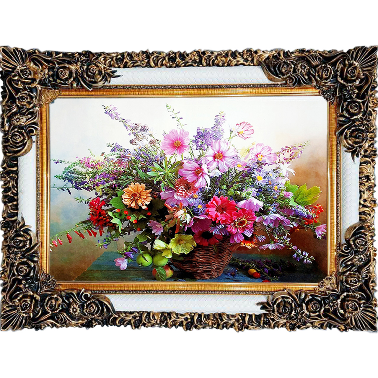 تابلو فرش چاپی طرح گل کد 12009 سایز 100×70 سانتی متری