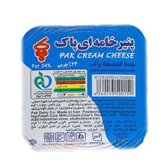 پنیر خامه ای پاک 100 گرمی