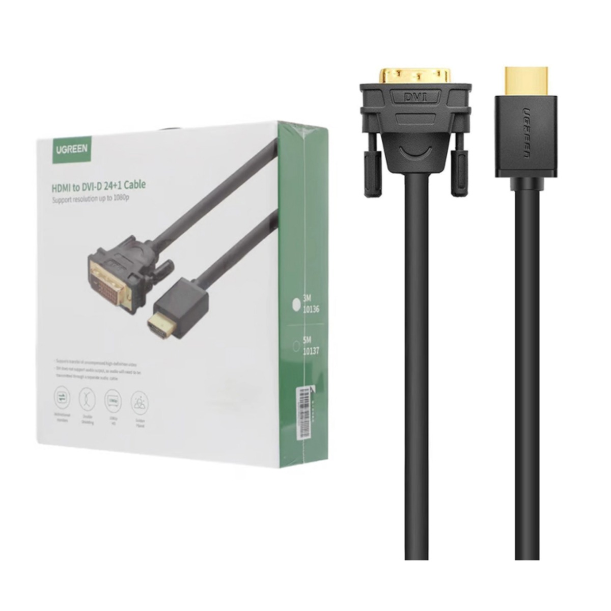 کابل 3 متری UGREEN HDMI To DVI-D 24+1 مدل 10136 - مشکی(10136)