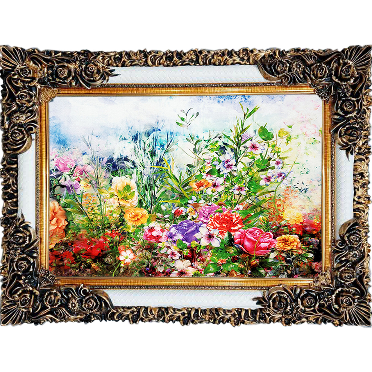 تابلو فرش چاپی طرح گل کد 12031 سایز 100×70 سانتی متری