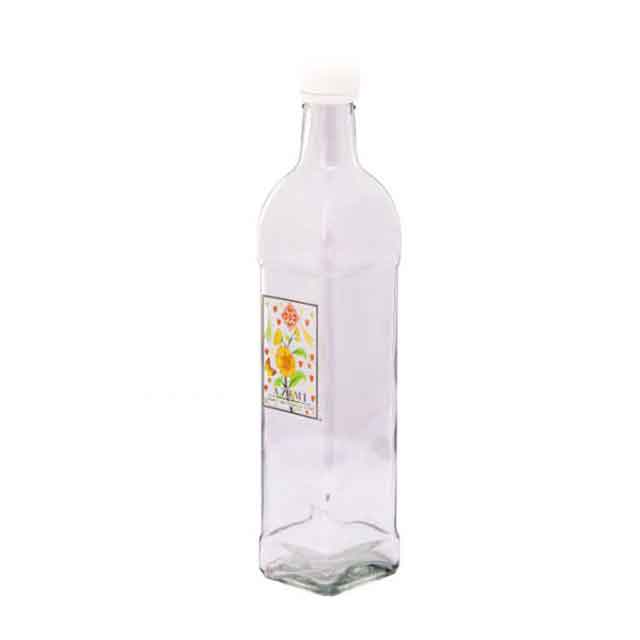 بطری شیشه ای مدل مربع حجم 1000 میلی لیتری