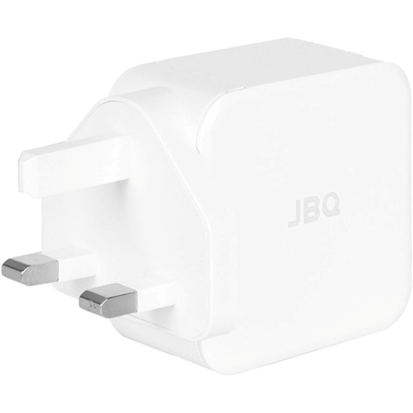 شارژر دیواری فست دو پورت JBQ مدل HC-12F2 30W همراه با کابل آیفون - سفید - پک ضعیف (گارانتی یکساله رصاصی)