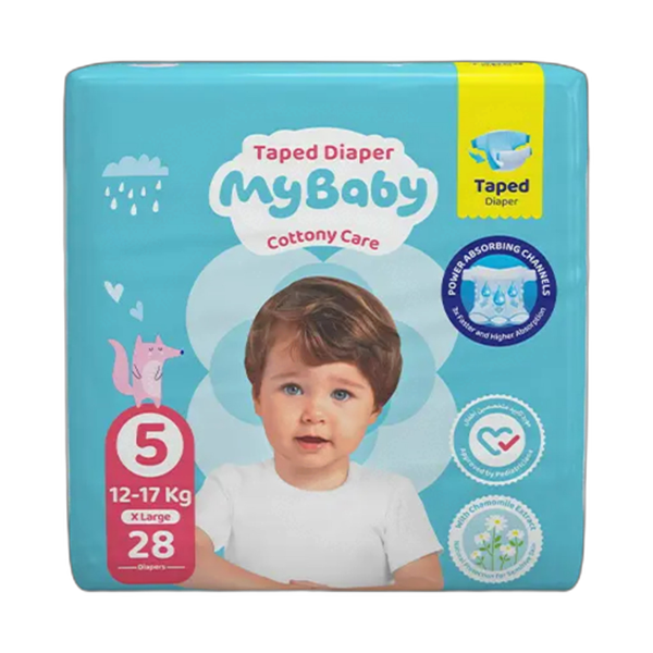 پوشک چسبی کانال دار مای بیبی سایز 5 تعداد 28 عددی