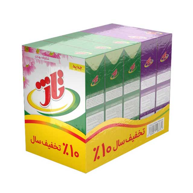 پودر ماشین لباسشویی رنگین شوی تاژ با رایحه شکوفه بهاری بسته 5 عددی