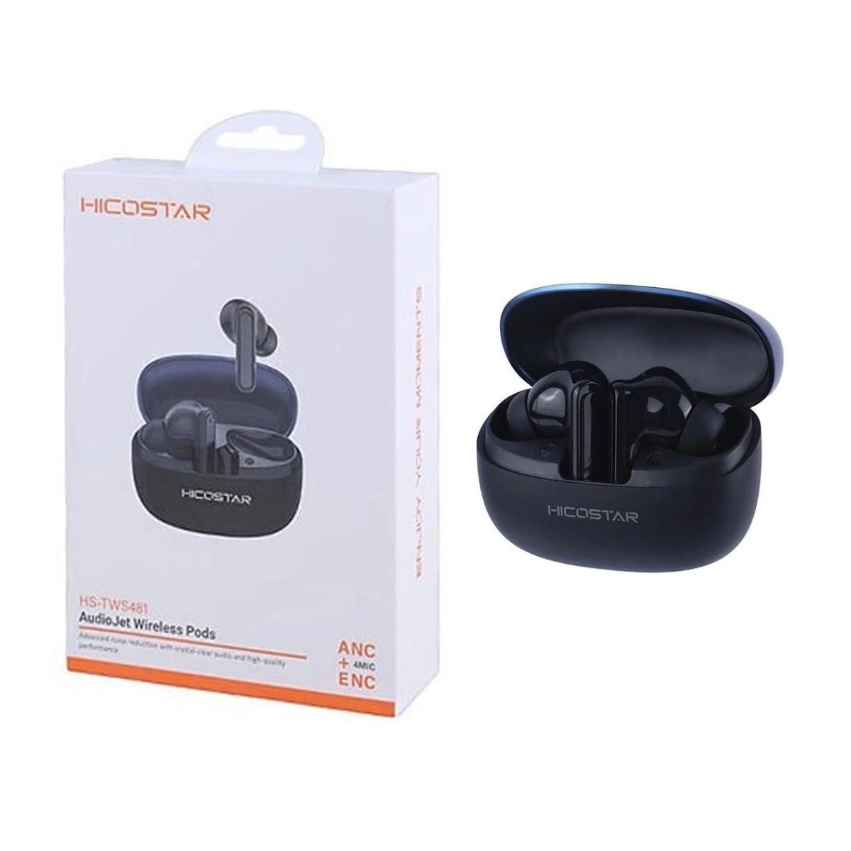 ایرفون بی سیم Hicostar مدل AudioJet HS-TWS481 ANC+ENC - سرمه ای