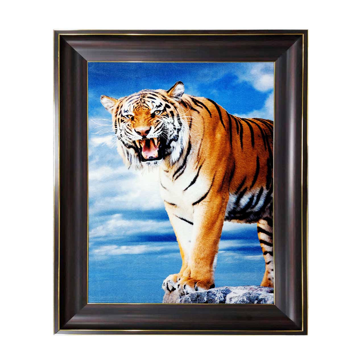 تابلو فرش چاپی طرح ببر کد 14302 سایز 70×50 سانتی متری