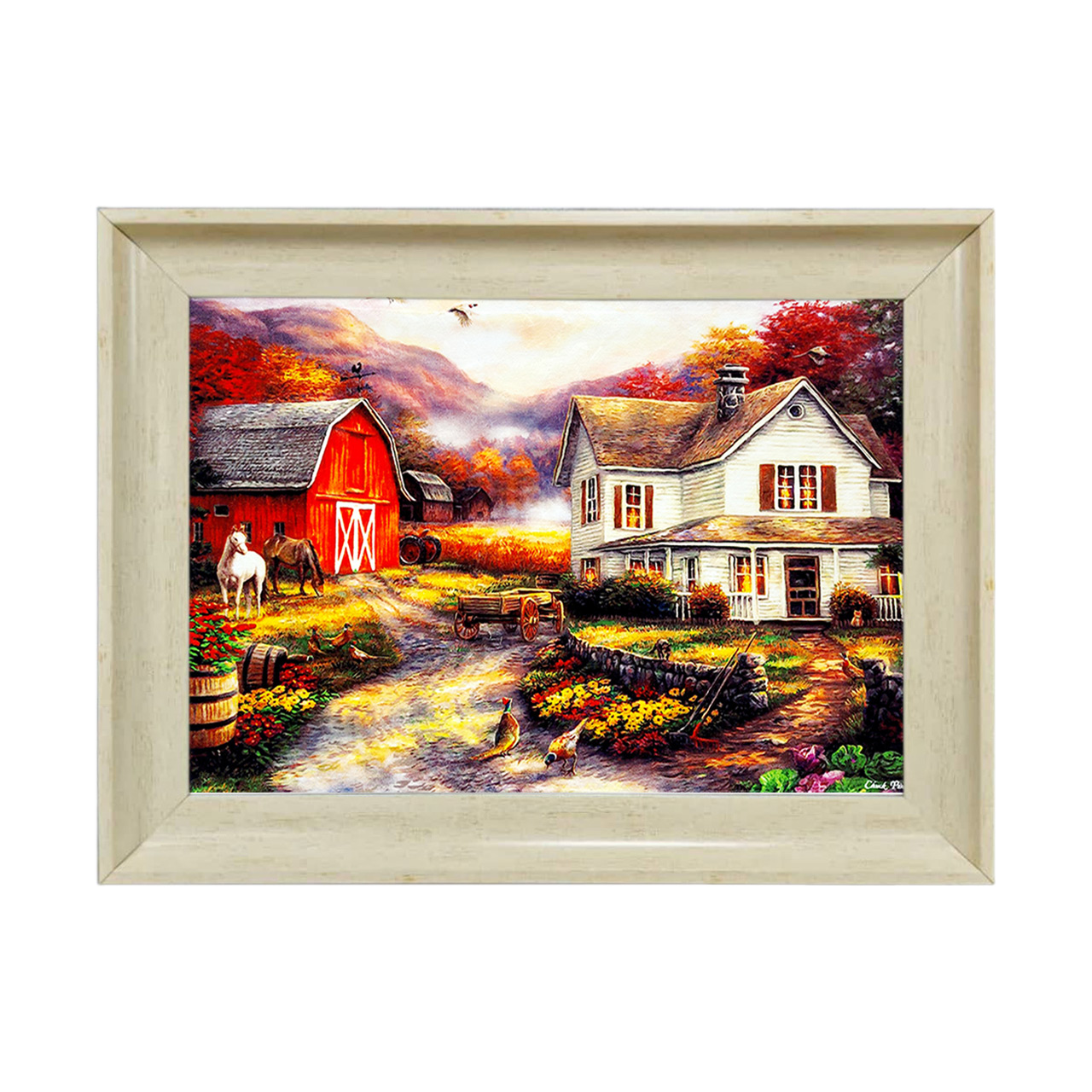 تابلو فرش چاپی طرح مزرعه کد 10014 سایز 50×35 سانتی متری