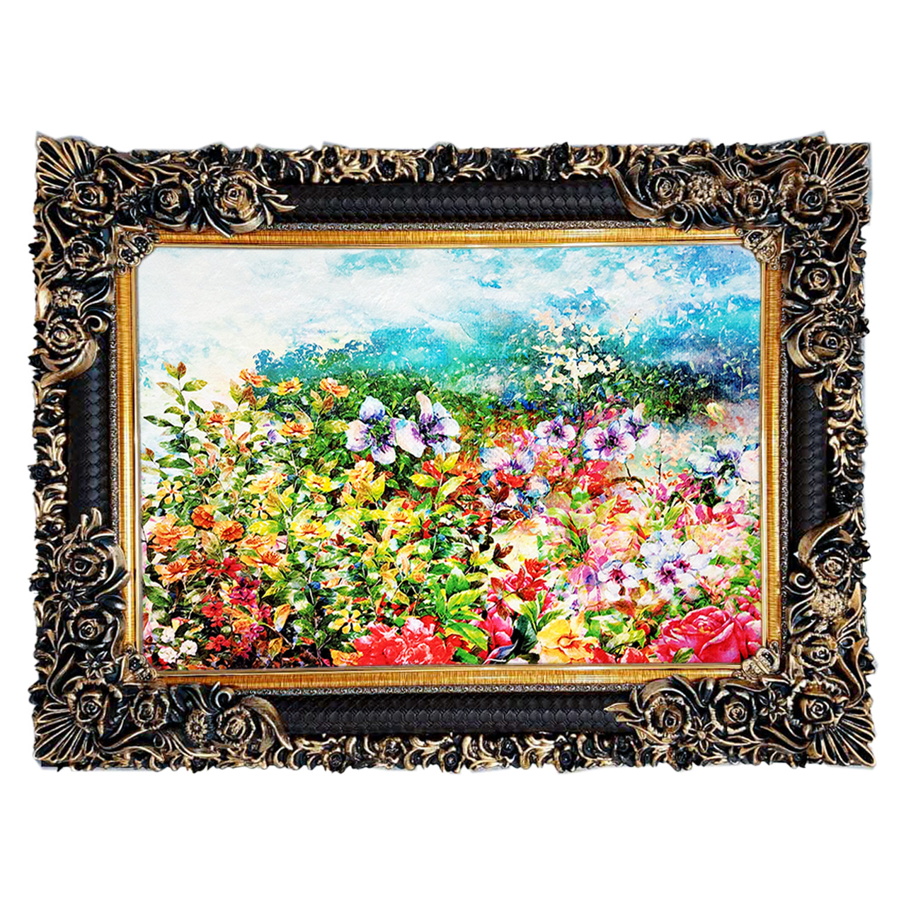 تابلو فرش چاپی طرح گل کد 12030 سایز 70×50 سانتی متری