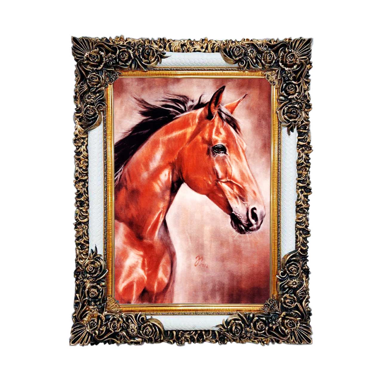 تابلو فرش چاپی طرح اسب کد 14315 سایز 50×50 سانتی متری