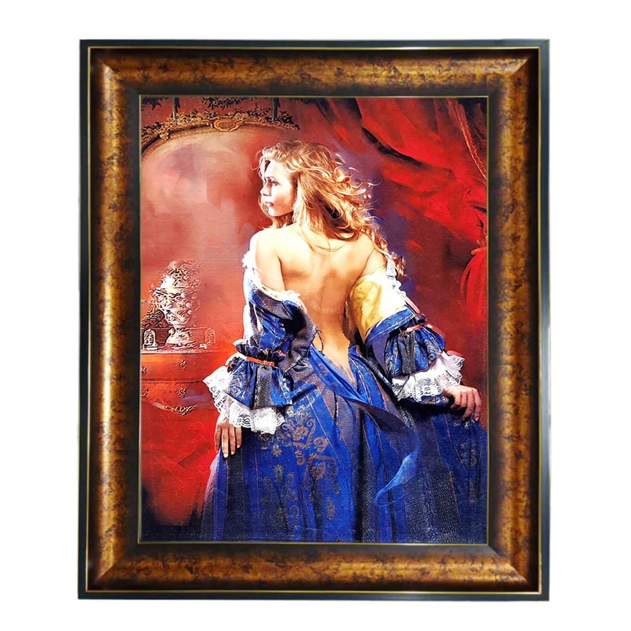 تابلو فرش چاپی طرح بانو کد 13018 سایز 100×50 سانتی متری