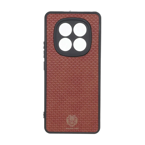 قاب طرح چرم حصیری Golden lion مدل Xiaomi Redmi Note 15 - قهوه ای