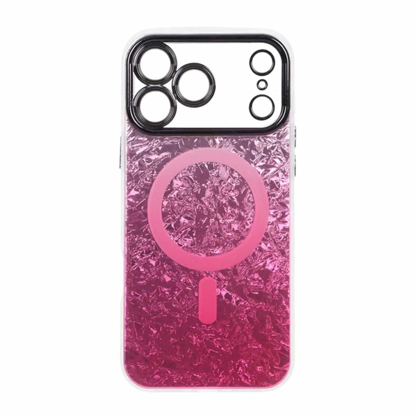 قاب ice طرح مگ سیف دور مات لنز شفاف Apple iPhone 17 Pro Max - سرخابی