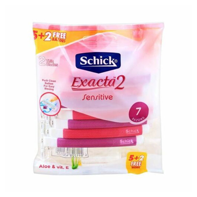 تیغ اصلاح زنانه 2 لبه شیک مدل Exacta بسته 5+2 عددی