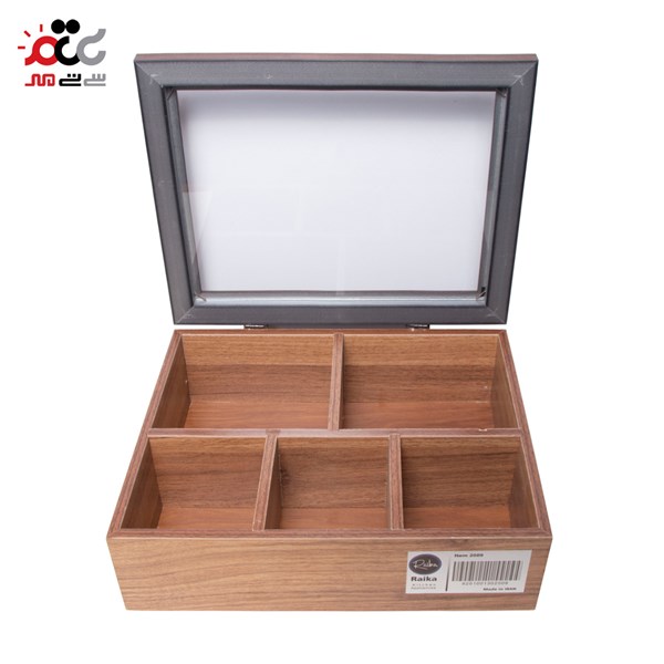 باکس چای چوبی رایکا مدل مستطیل 5 خانه