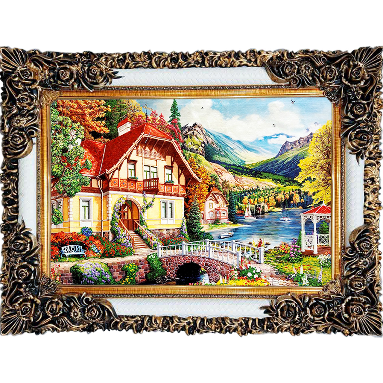 تابلو فرش چاپی طرح منظره کد 10121 سایز 100×70 سانتی متری