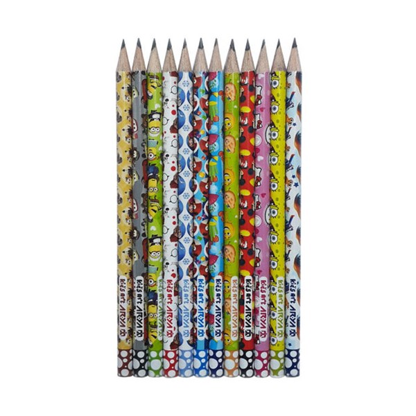 مداد مشکی آریا مدل KID'S ART بسته 12 عددی
