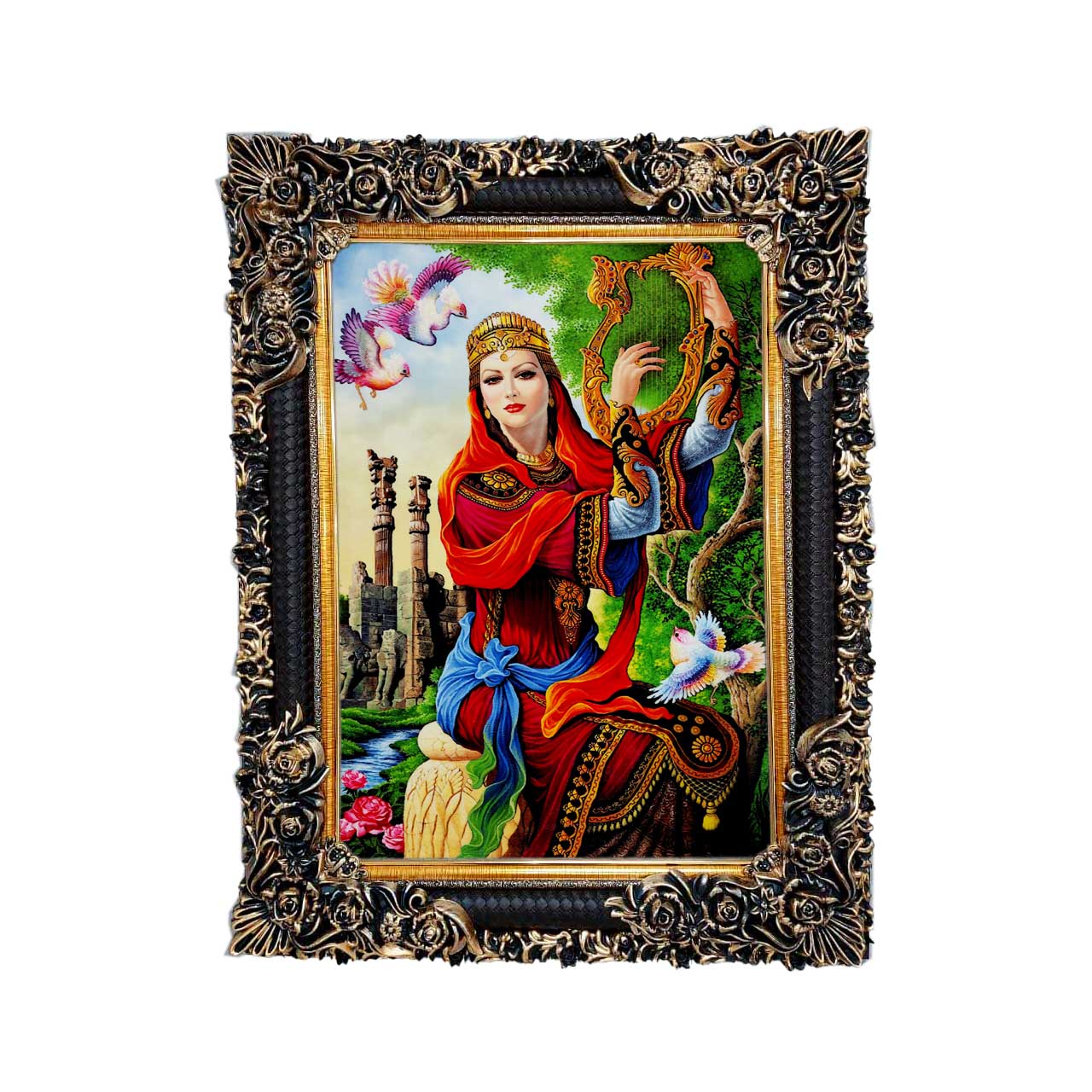 تابلو فرش چاپی طرح هخامنش کد 13002 سایز 50×35 سانتی متری