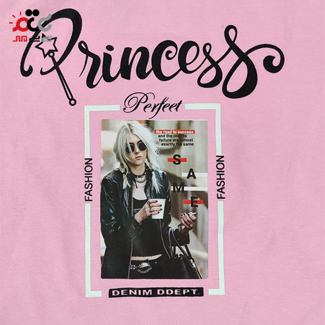 بلوز دخترانه طرح princess صورتی رنگ کد 33