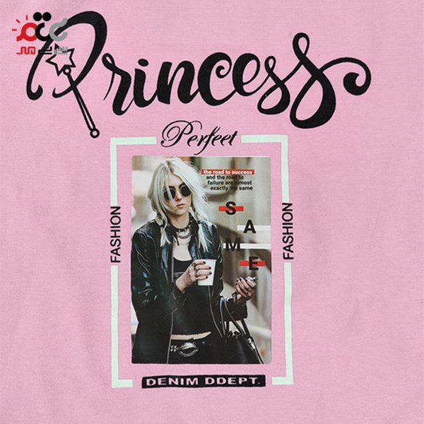 بلوز دخترانه طرح princess صورتی رنگ کد 33