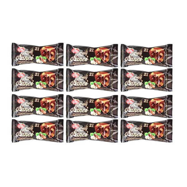 کیک لایه ای دو قلو نانسی شیرین نوین 90 گرمی بسته 36 عددی