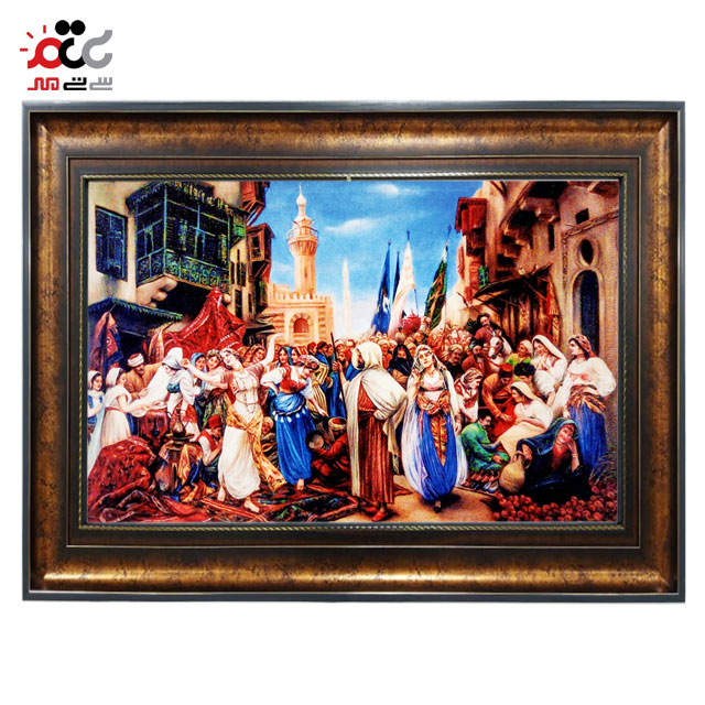 تابلو فرش چاپی طرح روستا کد 13319 سایز 50×50 سانتی متری