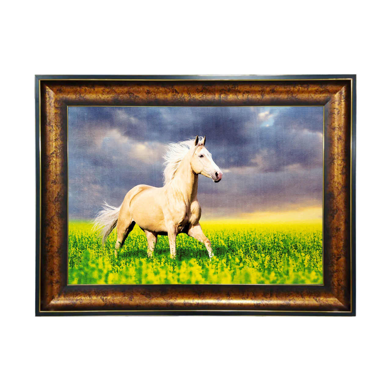 تابلو فرش چاپی طرح اسب کد 14010 سایز 50×35 سانتی متری