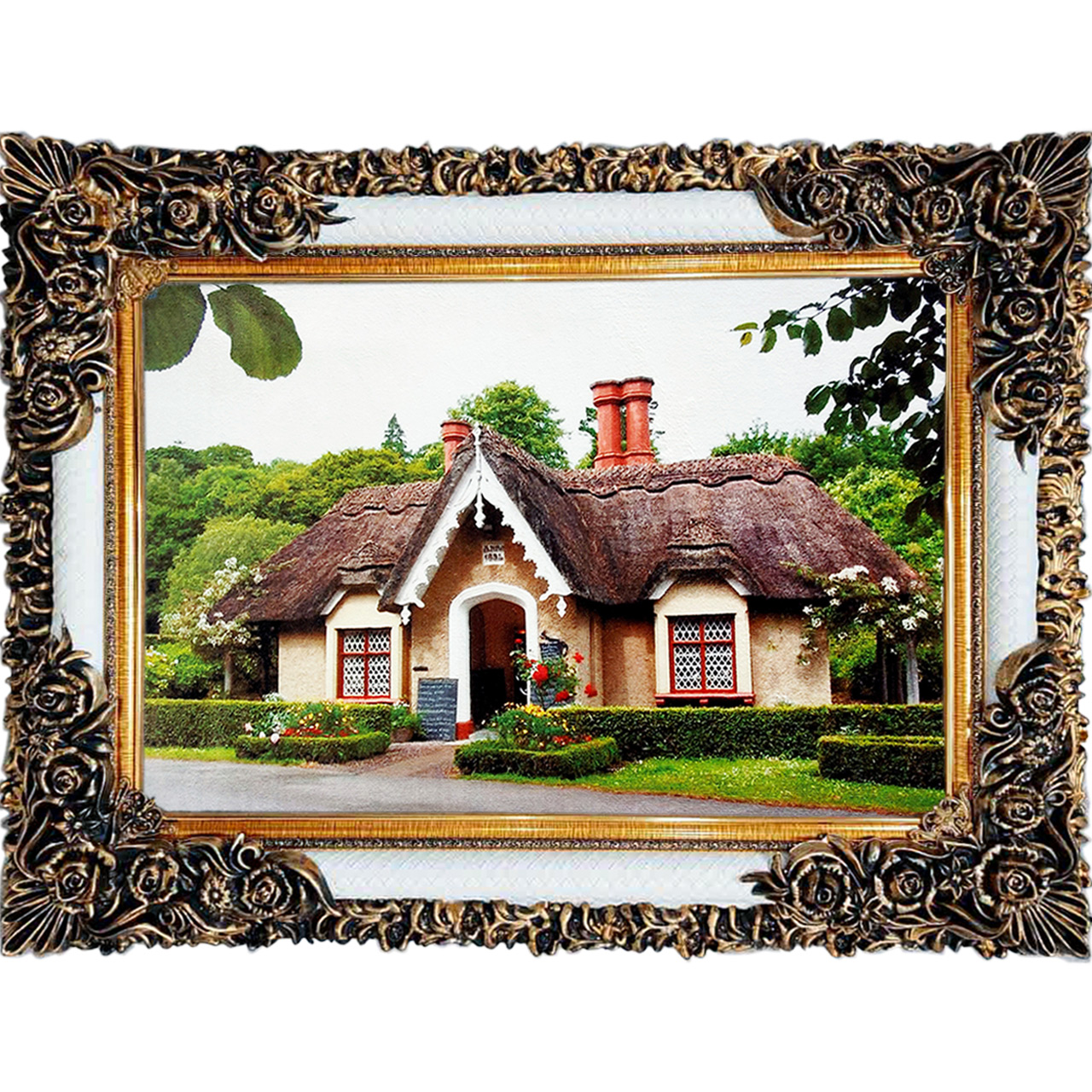 تابلو فرش چاپی طرح کلبه کد 10196 سایز 100×70 سانتی متری