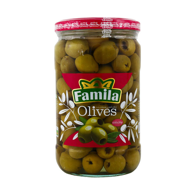 زیتون درشت بدون هسته فامیلا 650 گرمی
